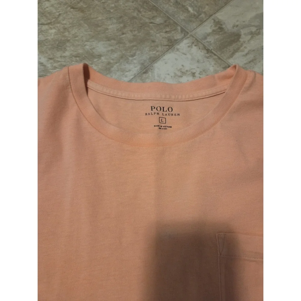 Polo Ralph Lauren Crew Neck Pocket Tee Orange Peach Size L